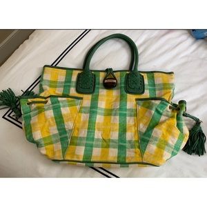 Juicy Couture Linen Plaid Tote